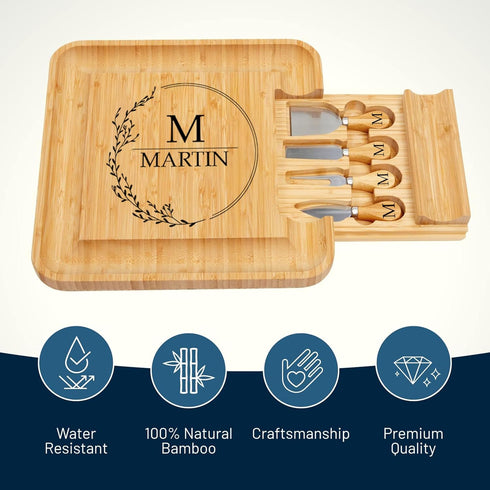 ROYALHOUSE Personalized Cheese Board, Custom Bamboo Engraved Customized Gifts Bridal Shower Gifts Perfect