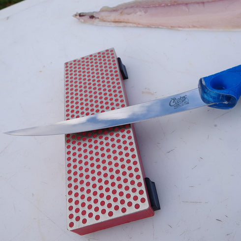CUDA 6" Curved Boning Fish Knife, Titanium Bonded Stainless Steel Blade, Non-Slip Grip