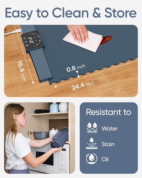 24x16 5 Settings Warming Mat for Food Foldable Buffet Tray with Temperature & Auto Timer Electric Silicone Plate Warmer