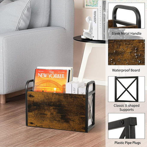 YINMIT Magazine Holder - Floor Magazine Rack Storage Basket, File Organizer Bin for Magazines, Books, Newspapers