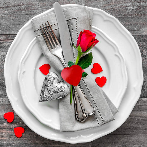 FEPITO 12Pcs Valentine's Day Heart Napkin Rings - Red Heart Napkin Holders for Table Decorations, Party, Wedding,