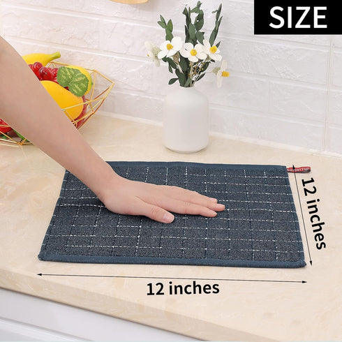 Homaxy 100% Cotton Terry Kitchen Dish Cloths, Ultra Soft and Absorbent, 6 Pack, 12 x 12 Inches, Dark Grey