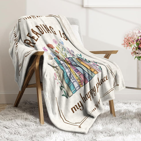 80"x60" Book Lovers Gifts, Reading Blanket Gifts for Book Lovers, Unique Bookish Presents for Reader Bookworm on