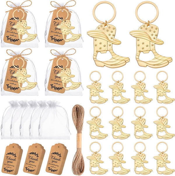 VZCBZC 30Set Cowboy Boot Bottle Opener Keychains Baby Shower Return Favors for