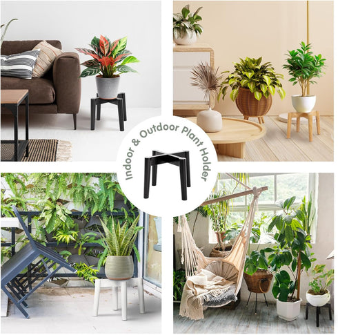 7.5" 9.8" Wood x Plant Stand Indoor Outdoor, Wooden Single Floor Plant Pot Holder, Natural Plant Stand, Assembly