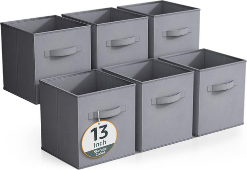 Sorbus Fabric Storage Cubes, 6 Foldable Storage Bins for Organizing Pantry, Toy Box, Clothes Storage & Closet Organizer