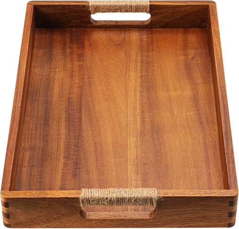 ACBORN 16.5 x 12 Inches Acacia Wood Serving Tray, Large Wooden Food Trays