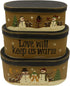 CVHOMEDECO. Oval Rustic Vintage Love Will Keep Us Warm Collectibles Cardboard Nesting