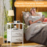 Simple Trending Side End Table with Charging Station, Tall Nightstand Bedside Table with Fabric Drawers for Living