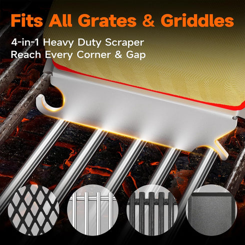 Bristle Free Grill Brush with Scraper for Outdoor Grill Cleaning, Safe Steam BBQ Grill Cleaner, Replaceable Head