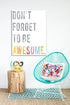 Children's Wall Art Print, Don't Forget to Be Awesome, 11x14, Kid's Room Decor