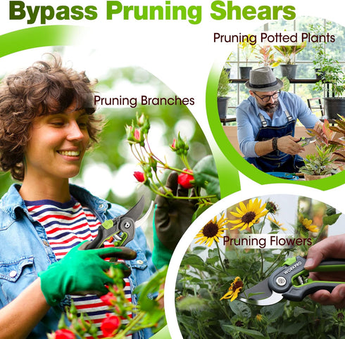 WORKPRO Garden Pruning Shears, 2 Pack, 8" Bypass and 6.25" Straight Garden Scissors