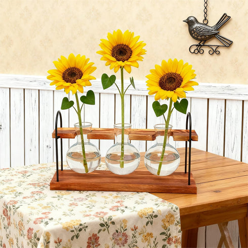 Wellinc Bulbs, Plant Terrarium with Wooden Stand, The Ultimate Gift for Plant Lovers, Propagation Station with Retro