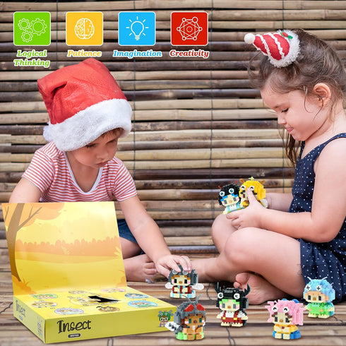 weallbuy 12 Packs Set, Building Blocks Valentines Party Favor for Kids, Valentines for Kids Classroom, Birthday Advent