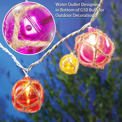 Brillarlights Set 10 Nautical Fishing Float String Lights, Beach Themed Buoy Lights of Multicolor String Lights