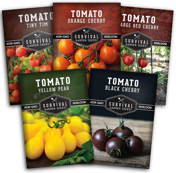 Cherry Tomato Seeds for Planting 5 Variety Pack with Tiny Tim, Black