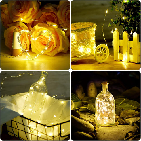 4 Pack 20 Wine Bottle Lights with Cork Switch for Liquor Bottles Rechargeable Battery Operated Led Bottle Stopper Warm