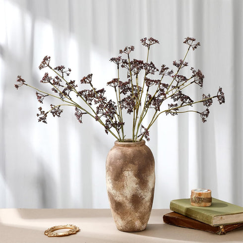 Suncalla 6 Pcs Dusty Plum Berry Stems Spring Faux Eucalyptus Seed Artificial Branches Faux Sedum Berry Spray Picks