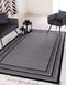 Unique Loom Outdoor Border Collection Area Rug, Multi Border, 2' 2" x 3' Rectangle, Gray/Black