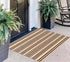 Front Outdoor Door Mat, 2'x3', Tan Black Striped, Machine Washable Cotton Layered Entryway Throw Rug