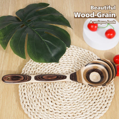 Pakkawood Deep Soup Ladles, Wooden Big Ladle Spoons for Cooking, Kitchen Utensils Set for Soup
