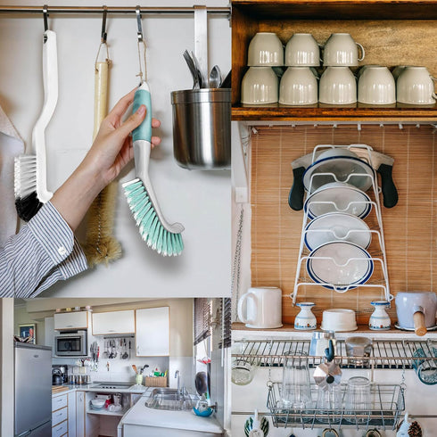 HONGSAGE 2Pcs Cleaning Brushes, Multi-Purpose Right Angle Brush Scrubbing Kitchen Coffeeroom Tearoom Deep Cleaning Edge