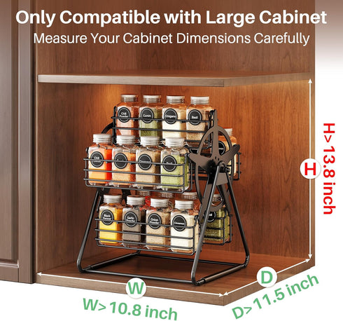 Countertop Rotating Spice Rack Organizer for Large Cabinets Kitchen with Thicken Spice Jars and Labels, Spinning Like