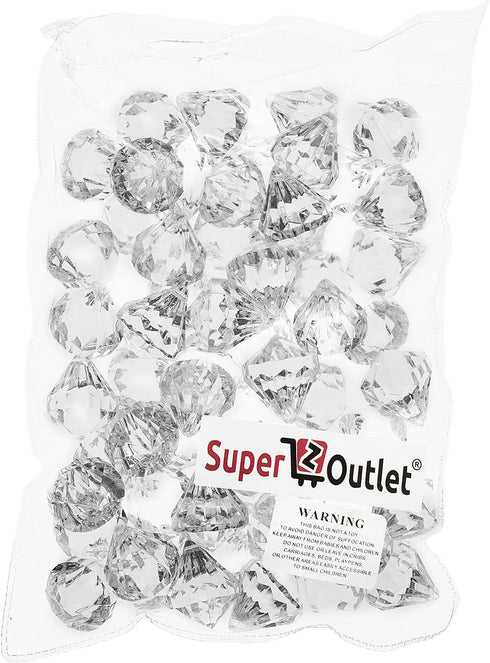 Super Z Outlet Acrylic Clear Ice Rock Diamond Crystals, 60 Pieces for Table Scatters, Vase Fillers, and Decorations