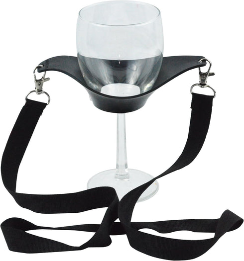 Fairly Odd Novelties Wine Glass Lanyard - Black, Set of 2 Funny Drinking Lifehack Gag Gift