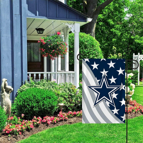 Welcome Decorations Garden Flag, Double Sided Football Sport Fans House Flag 12 X 18 Inch (Blue Stripe)