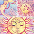 Ohjijinn Pastel Pink Burning Sun Tapestry - Mystic Celestial Sun and Moon with Stars - Psychedelic Tie Dye Wall Hanging