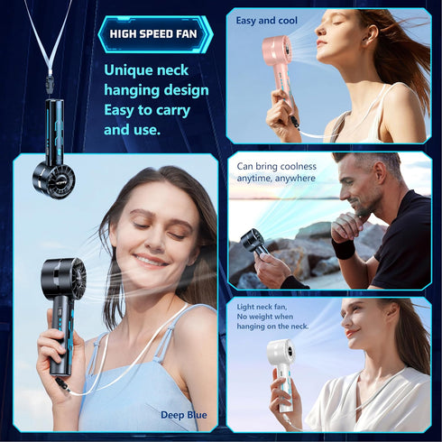 USB Rechargeable Mini Handheld Fan, 7000 RPM High Speed Motor, 4-Speed Wind Fans, Lasts 4-16 Hours, Summer Outdoor Gifts