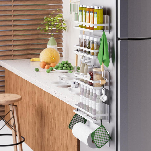 Magnetic Spice Rack, Moveable Magnetic Shelf Organizer for Kitchen, 4 Packs for Refrigerator and Microwave Storage
