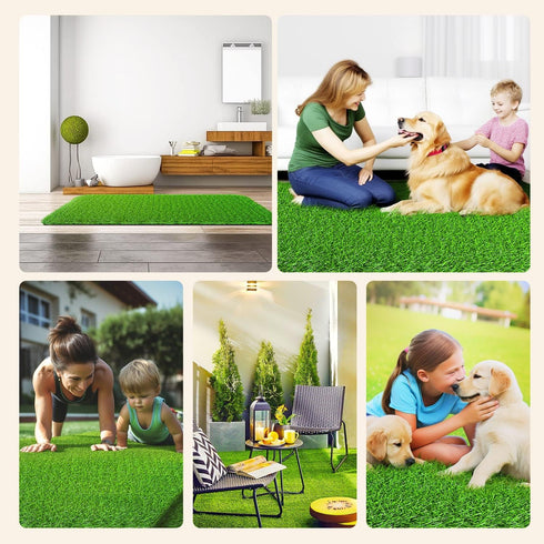 3 5 LOOBANI Realistic Artificial Grass Rug Indoor Outdoor, Dog Grass Mat with Drainage Holes and Replacement Artificial