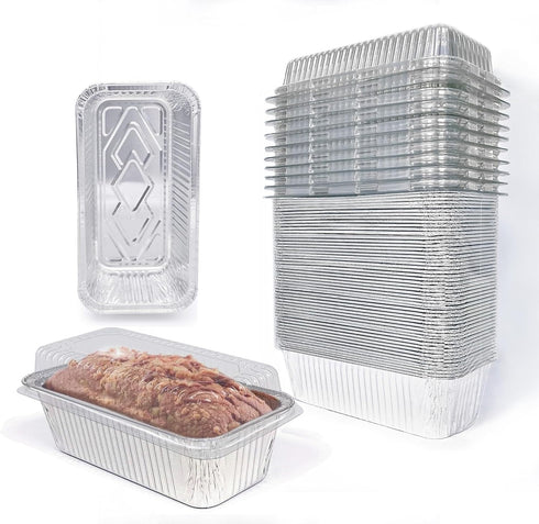 Disposable Loaf Pans with Lids, 50 Pack 2lb Aluminum Foil Bread Pans, Perfect for Baking and Takeout
