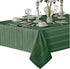 Newbridge Christmas Hunter Green Satin Stripe Fabric Tablecloth, 52 x 52 Inch Square, Holiday Woven Stripe