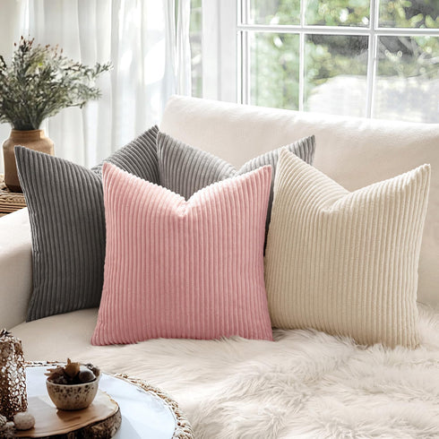 MIULEE Pack of 2 Soft Decorative Square Pillow Covers, 18 x 18 Inch, Pink