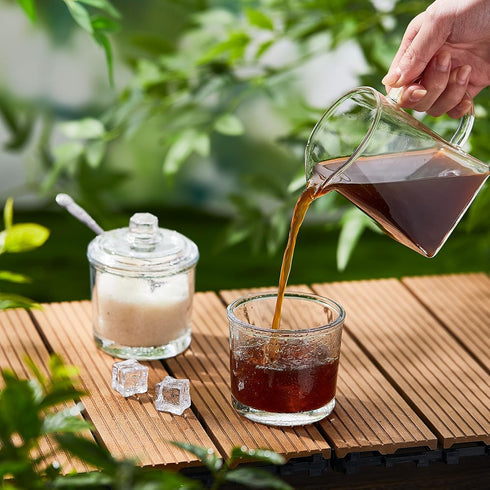 Leinuosen 2 Pcs Glass Pitcher Elegant Shaped Glass Creamer Pitcher, Glass Tea Pitcher, Coffee Milk Creamer Pitcher,