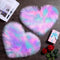 Mudder 2 Pieces Heart Shaped Rug, Faux Fluffy Carpet Door Mat for Bedroom, 12 x 16 Inch (Pink, Purple, Green)