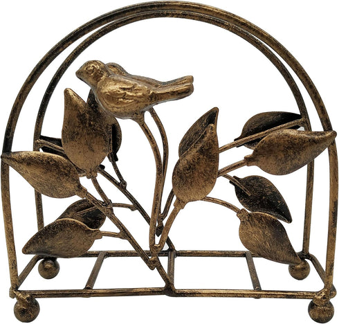 Cast Iron Bird & Tree Classic Napkin Holder - Tabletop Freestanding Tissue Dispenser, Bronze