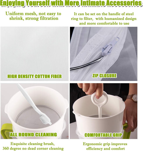 HOCTRAKA 200 1.5-Quart Multiple Usage Food Strainer Greek Yogurt Strainer Maker with Micron Nylon Cheesecloth Bag Food