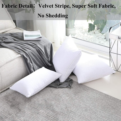 Home Brilliant Oblong Throw Pillow Covers 12x20 Striped Corduroy Rectangle for Spring Decor, Pure White