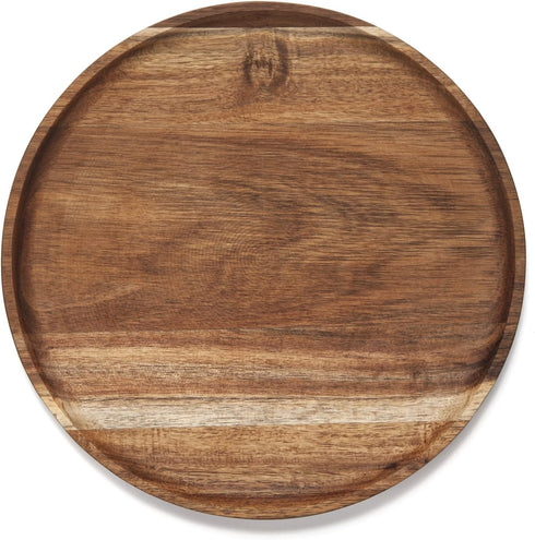 Round Wood Tray, Wooden Serving Tray, Acacia Appetizer Charcuterie Board, Kitchen Countertop Organizer 11.8"