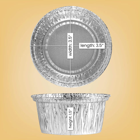 PLASTICPRO 3.5'' Inch Round Ramekins Muffin Cups Tin Foil Cupcake Pans Disposable Aluminum, Freezer & Oven Safe Pack of 50 by PLASTICPRO
