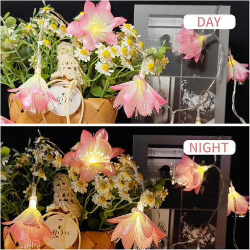 2PCS, 16.5ft 30 Pink LED Flower String Lights LED Flower Fairy String Light ,USB Plug Fairy Lights for Bedroom