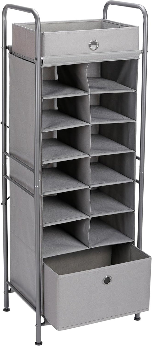 BIRDROCK HOME 12 Cubby Vertical Shoe Rack Organizer - Sturdy Metal Frame for Small Space Bedroom & Closet