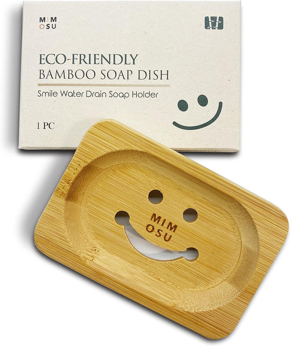 mimosu Bamboo Soap Dish with Drain, Eco-Friendly Wooden Holder for Shampoo Bars, Zero Waste Bathroom Tray