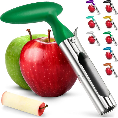 Zulay Premium Apple Corer, Easy to Use Durable Remover for Pears, Bell Peppers, and Apples - Stainless Steel Green