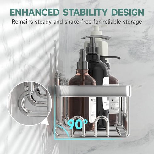 5-Pack,Heavy Veken Adhesive Shower Caddy Weight Bearing,Large Wall Mounted Shower Shelves Rack,Organizer Storage