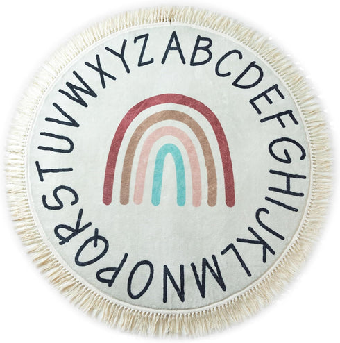 ABC Lovely Boho Rainbow Rug - 4ft Toddlers & Baby Playroom Rug,